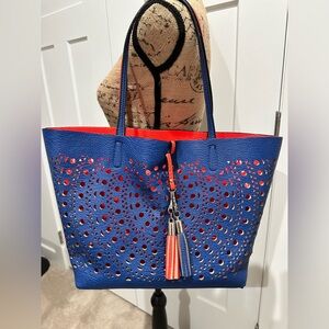 PATRIZIA LUCA Perforated Blue and Orange Tote Bag